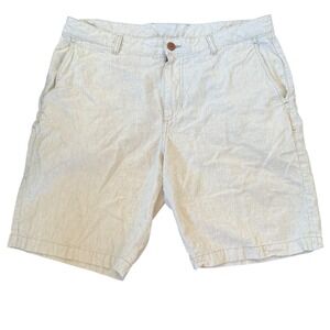 Tommy Bahama Men's Linen Cotton Shorts Size 36 Beige Striped Casual Summer Chino